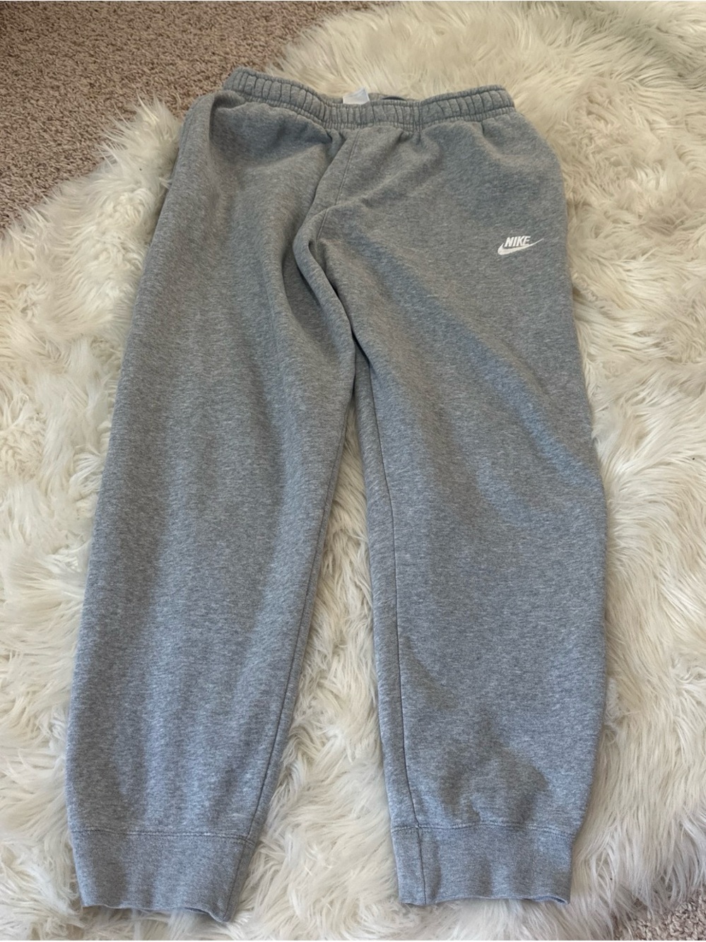 Nike Gray Sweatpants with White Swoosh Logo